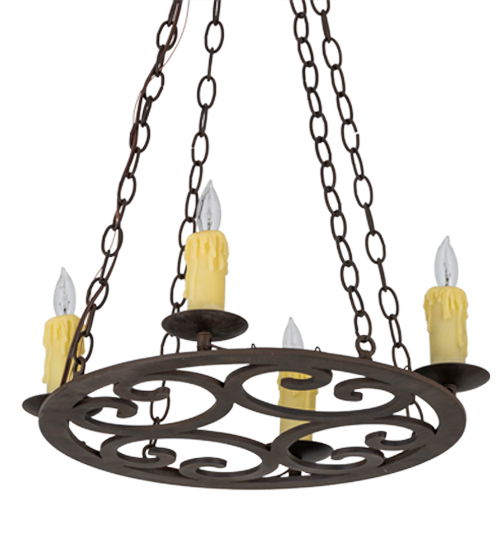  VICTORIAN SCROLL FEATURES CRAFTED OF STEEL FORGED AND CAST IRON FAUX CANDLE SLEVES CANDLE BULB ON TOP