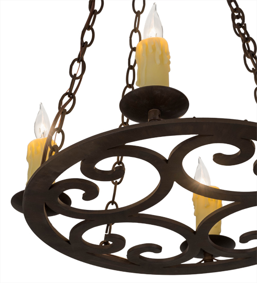  VICTORIAN SCROLL FEATURES CRAFTED OF STEEL FORGED AND CAST IRON FAUX CANDLE SLEVES CANDLE BULB ON TOP