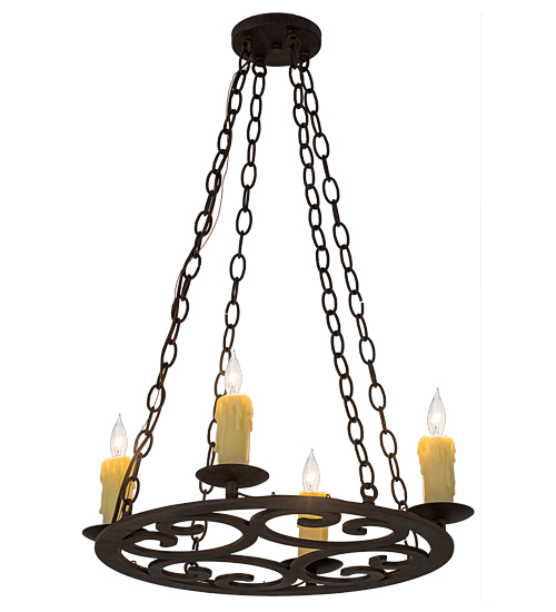  VICTORIAN SCROLL FEATURES CRAFTED OF STEEL FORGED AND CAST IRON FAUX CANDLE SLEVES CANDLE BULB ON TOP