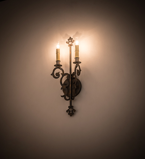  GOTHIC SCROLL FEATURES CRAFTED OF STEEL FRENCH WIRING EXPOSED WIRING HELD BY LOOPS OR TABS FAUX CANDLE SLEVES CANDLE BULB ON TOP