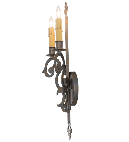  GOTHIC SCROLL FEATURES CRAFTED OF STEEL FRENCH WIRING EXPOSED WIRING HELD BY LOOPS OR TABS FAUX CANDLE SLEVES CANDLE BULB ON TOP