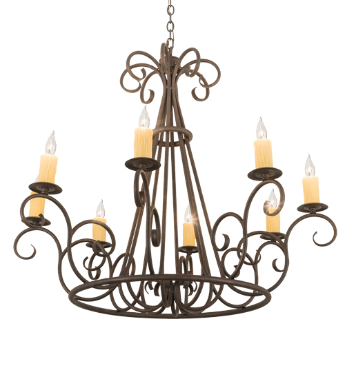  VICTORIAN SCROLL FEATURES CRAFTED OF STEEL FAUX CANDLE SLEVES CANDLE BULB ON TOP