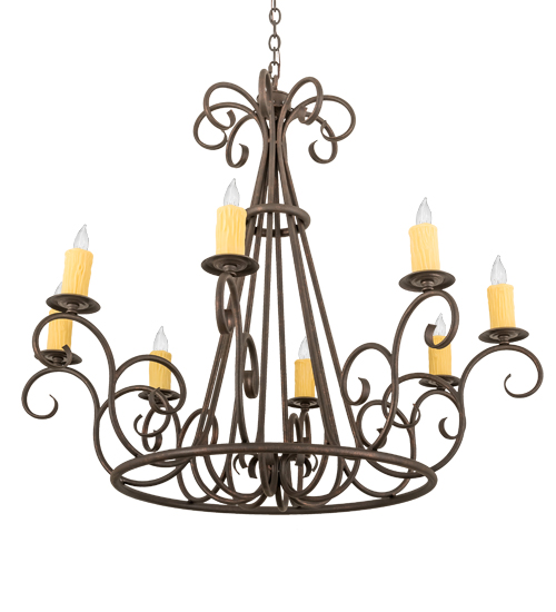  VICTORIAN SCROLL FEATURES CRAFTED OF STEEL FAUX CANDLE SLEVES CANDLE BULB ON TOP