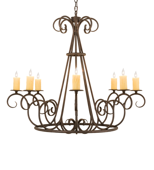  VICTORIAN SCROLL FEATURES CRAFTED OF STEEL FAUX CANDLE SLEVES CANDLE BULB ON TOP