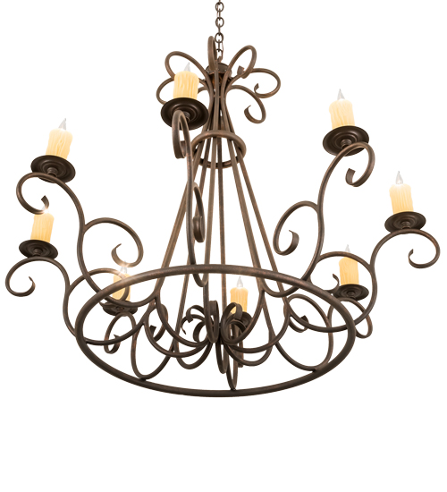  VICTORIAN SCROLL FEATURES CRAFTED OF STEEL FAUX CANDLE SLEVES CANDLE BULB ON TOP