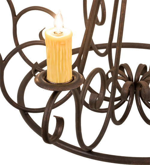  VICTORIAN SCROLL FEATURES CRAFTED OF STEEL FAUX CANDLE SLEVES CANDLE BULB ON TOP