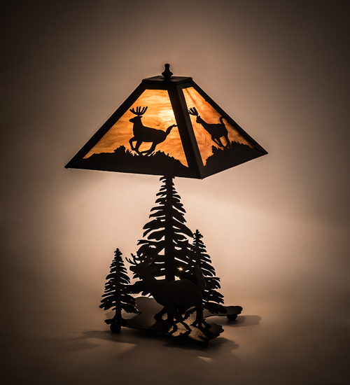  RUSTIC MISSION LODGE RUSTIC OR MOUNTIAN GREAT ROOM ART GLASS ANIMALS IDALIGHT