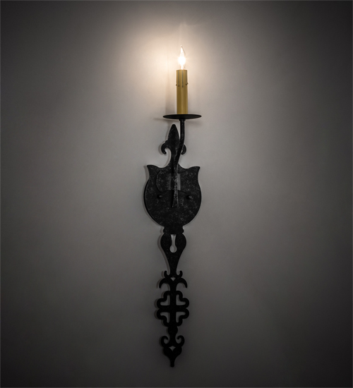  VICTORIAN GOTHIC SCROLL FEATURES CRAFTED OF STEEL FAUX CANDLE SLEVES CANDLE BULB ON TOP