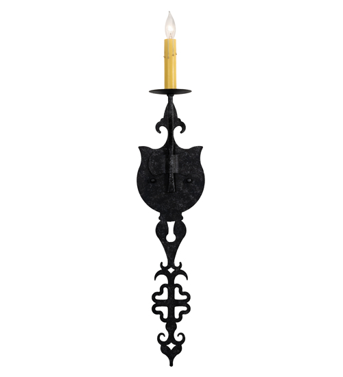  VICTORIAN GOTHIC SCROLL FEATURES CRAFTED OF STEEL FAUX CANDLE SLEVES CANDLE BULB ON TOP