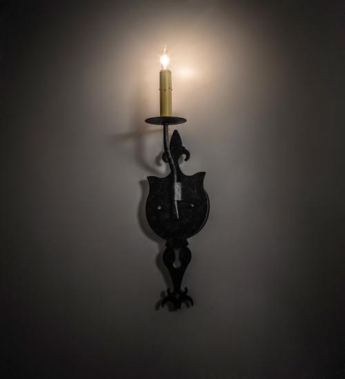  VICTORIAN GOTHIC SCROLL FEATURES CRAFTED OF STEEL FAUX CANDLE SLEVES CANDLE BULB ON TOP