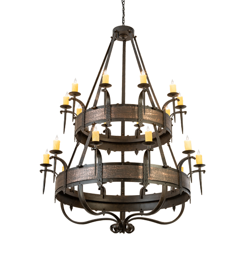  GOTHIC SCROLL FEATURES CRAFTED OF STEEL FORGED AND CAST IRON FAUX CANDLE SLEVES CANDLE BULB ON TOP