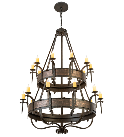  GOTHIC SCROLL FEATURES CRAFTED OF STEEL FORGED AND CAST IRON FAUX CANDLE SLEVES CANDLE BULB ON TOP