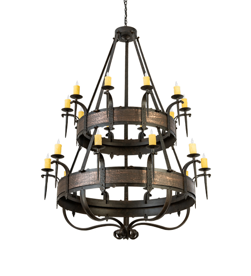  GOTHIC SCROLL FEATURES CRAFTED OF STEEL FORGED AND CAST IRON FAUX CANDLE SLEVES CANDLE BULB ON TOP