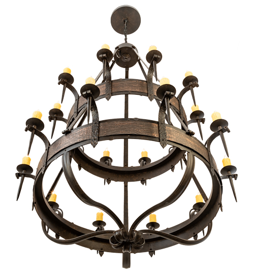  GOTHIC SCROLL FEATURES CRAFTED OF STEEL FORGED AND CAST IRON FAUX CANDLE SLEVES CANDLE BULB ON TOP