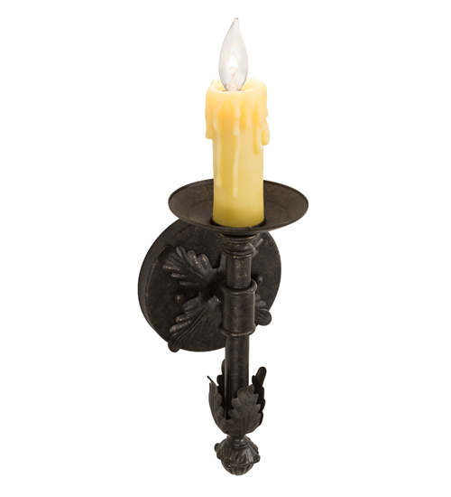  VICTORIAN FAUX CANDLE SLEVES CANDLE BULB ON TOP STAMPED/CAST METAL LEAF ROSETTE FLOWER ACCENT