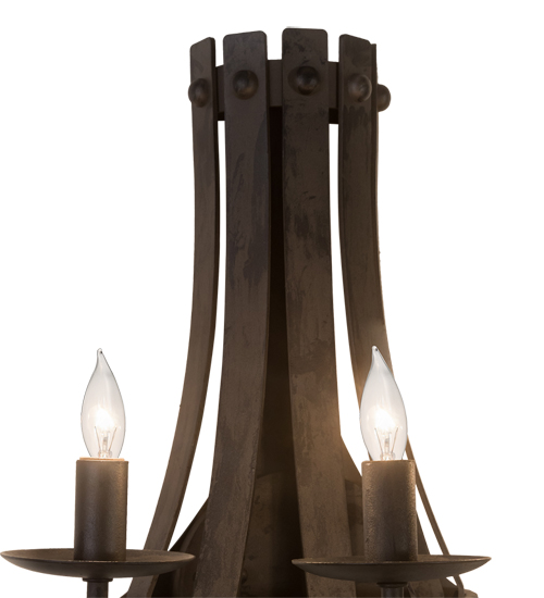  RUSTIC SCROLL FEATURES CRAFTED OF STEEL FORGED AND CAST IRON FAUX CANDLE SLEVES CANDLE BULB ON TOP