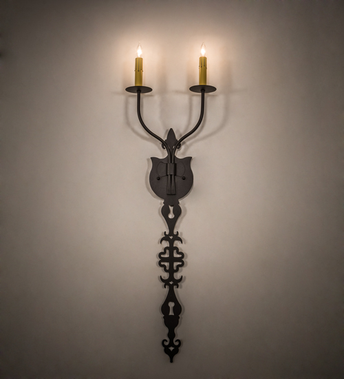  VICTORIAN GOTHIC SCROLL FEATURES CRAFTED OF STEEL FAUX CANDLE SLEVES CANDLE BULB ON TOP