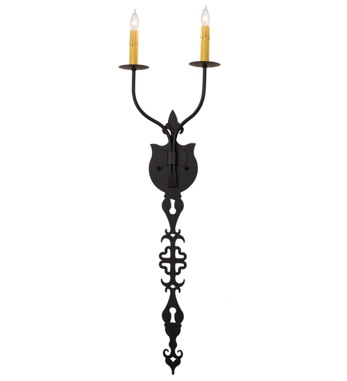  VICTORIAN GOTHIC SCROLL FEATURES CRAFTED OF STEEL FAUX CANDLE SLEVES CANDLE BULB ON TOP