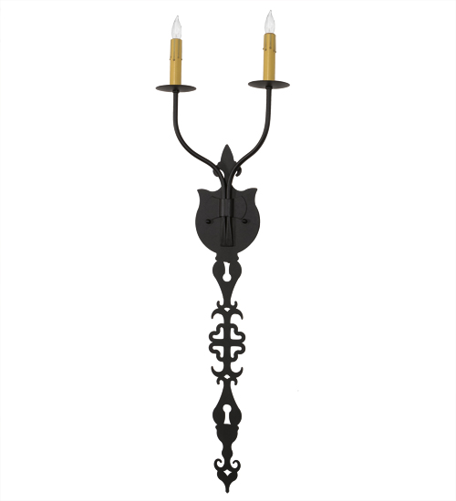  VICTORIAN GOTHIC SCROLL FEATURES CRAFTED OF STEEL FAUX CANDLE SLEVES CANDLE BULB ON TOP