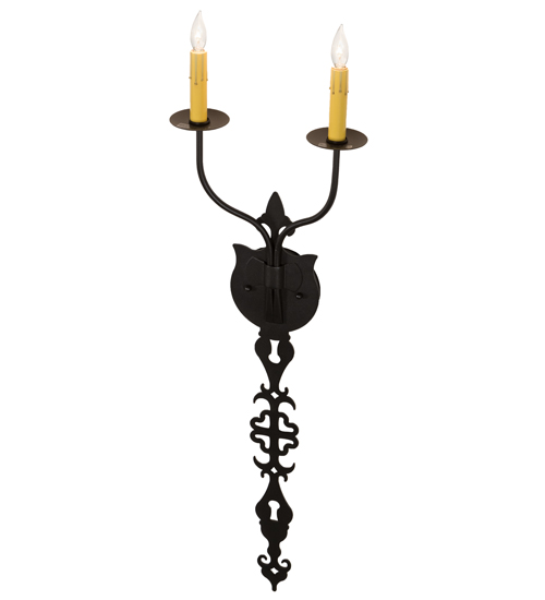  VICTORIAN GOTHIC SCROLL FEATURES CRAFTED OF STEEL FAUX CANDLE SLEVES CANDLE BULB ON TOP