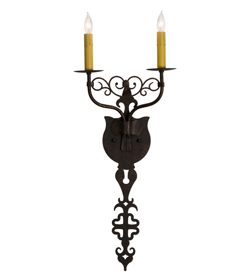  VICTORIAN GOTHIC SCROLL FEATURES CRAFTED OF STEEL FAUX CANDLE SLEVES CANDLE BULB ON TOP