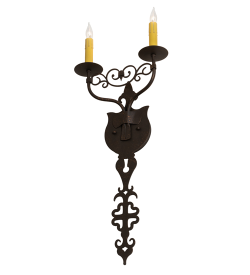  VICTORIAN GOTHIC SCROLL FEATURES CRAFTED OF STEEL FAUX CANDLE SLEVES CANDLE BULB ON TOP