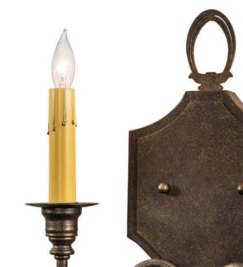  GOTHIC SCROLL FEATURES CRAFTED OF STEEL FAUX CANDLE SLEVES CANDLE BULB ON TOP