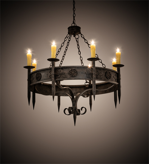  GOTHIC FORGED AND CAST IRON FAUX CANDLE SLEVES CANDLE BULB ON TOP STAMPED/CAST METAL LEAF ROSETTE FLOWER ACCENT