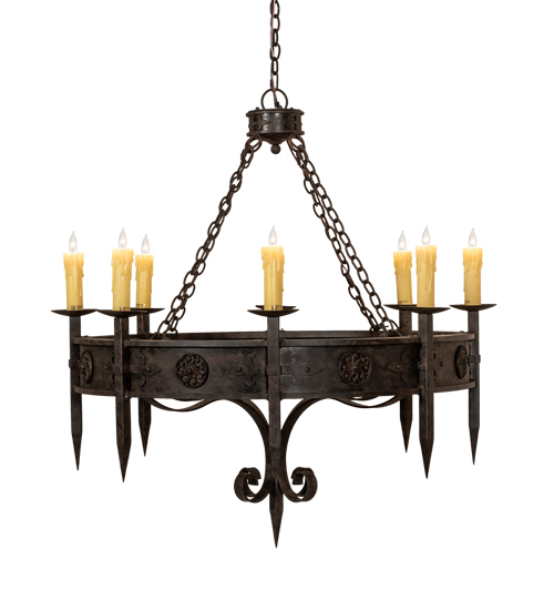  GOTHIC FORGED AND CAST IRON FAUX CANDLE SLEVES CANDLE BULB ON TOP STAMPED/CAST METAL LEAF ROSETTE FLOWER ACCENT