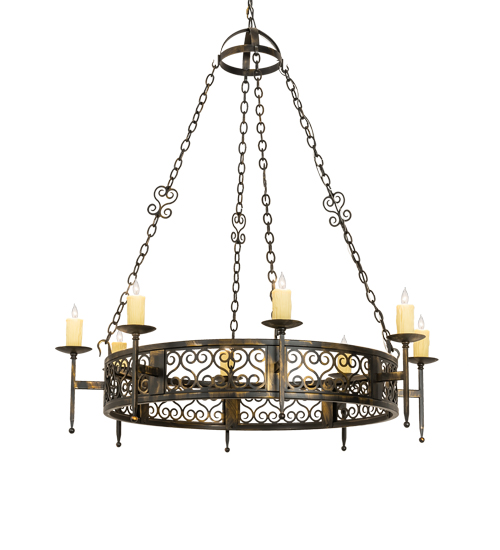  VICTORIAN GOTHIC SCROLL FEATURES CRAFTED OF STEEL FAUX CANDLE SLEVES CANDLE BULB ON TOP