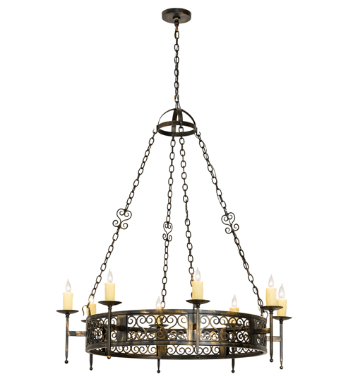  VICTORIAN GOTHIC SCROLL FEATURES CRAFTED OF STEEL FAUX CANDLE SLEVES CANDLE BULB ON TOP