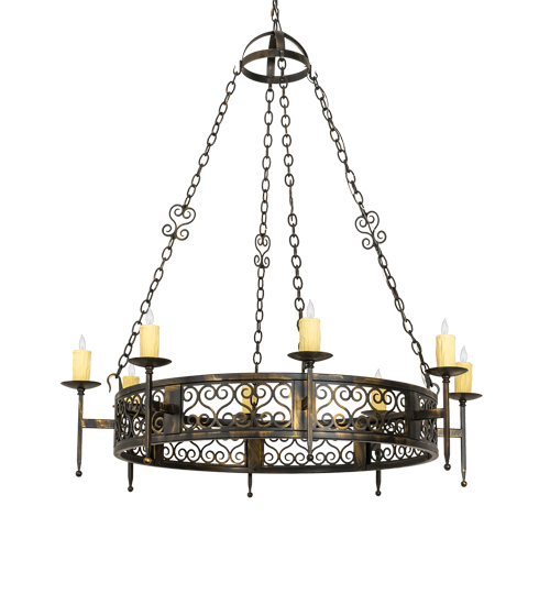  VICTORIAN GOTHIC SCROLL FEATURES CRAFTED OF STEEL FAUX CANDLE SLEVES CANDLE BULB ON TOP