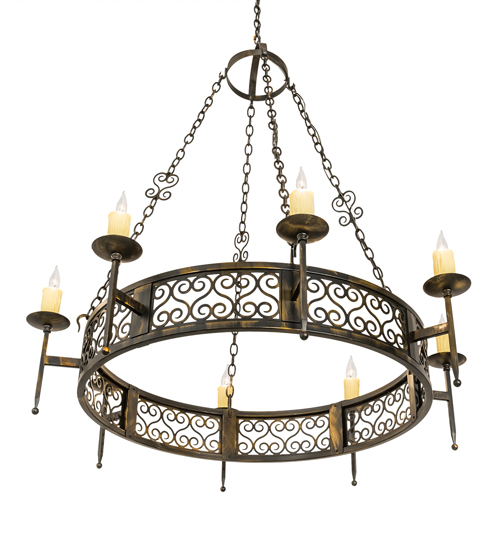  VICTORIAN GOTHIC SCROLL FEATURES CRAFTED OF STEEL FAUX CANDLE SLEVES CANDLE BULB ON TOP