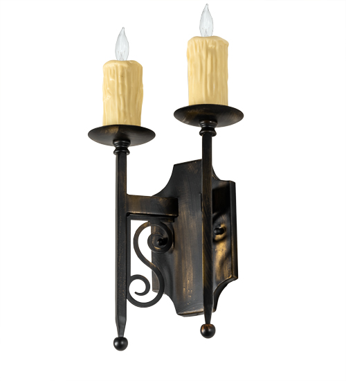  VICTORIAN GOTHIC SCROLL FEATURES CRAFTED OF STEEL FAUX CANDLE SLEVES CANDLE BULB ON TOP