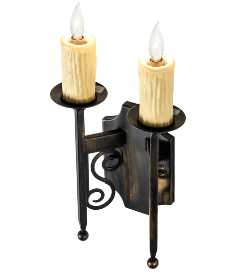  VICTORIAN GOTHIC SCROLL FEATURES CRAFTED OF STEEL FAUX CANDLE SLEVES CANDLE BULB ON TOP