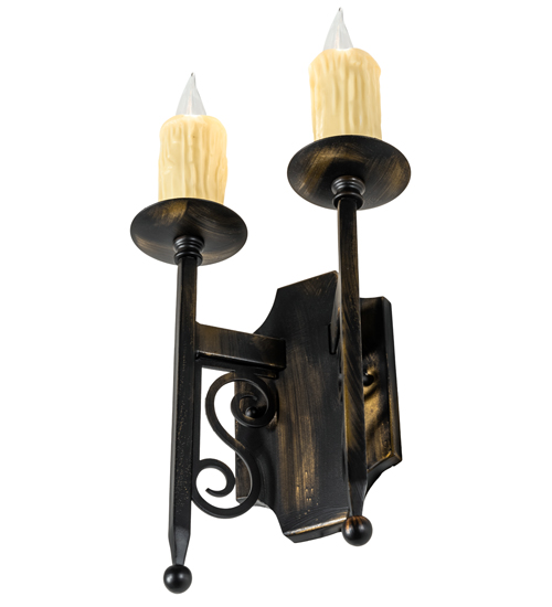  VICTORIAN GOTHIC SCROLL FEATURES CRAFTED OF STEEL FAUX CANDLE SLEVES CANDLE BULB ON TOP