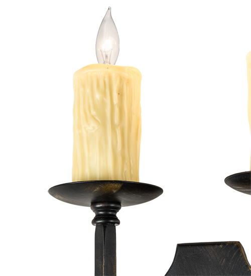  VICTORIAN GOTHIC SCROLL FEATURES CRAFTED OF STEEL FAUX CANDLE SLEVES CANDLE BULB ON TOP