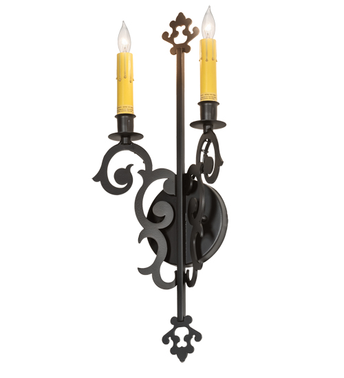  VICTORIAN GOTHIC SCROLL FEATURES CRAFTED OF STEEL FRENCH WIRING EXPOSED WIRING HELD BY LOOPS OR TABS FAUX CANDLE SLEVES CANDLE BULB ON TOP