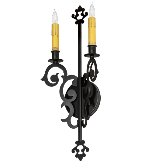  VICTORIAN GOTHIC SCROLL FEATURES CRAFTED OF STEEL FRENCH WIRING EXPOSED WIRING HELD BY LOOPS OR TABS FAUX CANDLE SLEVES CANDLE BULB ON TOP