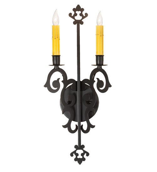  VICTORIAN GOTHIC SCROLL FEATURES CRAFTED OF STEEL FRENCH WIRING EXPOSED WIRING HELD BY LOOPS OR TABS FAUX CANDLE SLEVES CANDLE BULB ON TOP