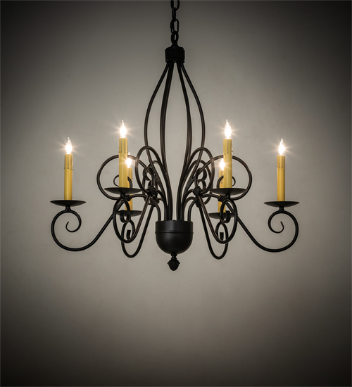  VICTORIAN SCROLL FEATURES CRAFTED OF STEEL FAUX CANDLE SLEVES CANDLE BULB ON TOP