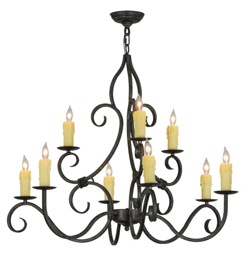  VICTORIAN SCROLL FEATURES CRAFTED OF STEEL FAUX CANDLE SLEVES CANDLE BULB ON TOP