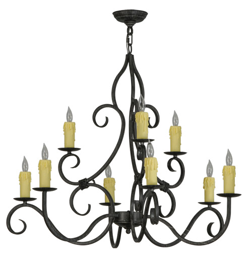  VICTORIAN SCROLL FEATURES CRAFTED OF STEEL FAUX CANDLE SLEVES CANDLE BULB ON TOP