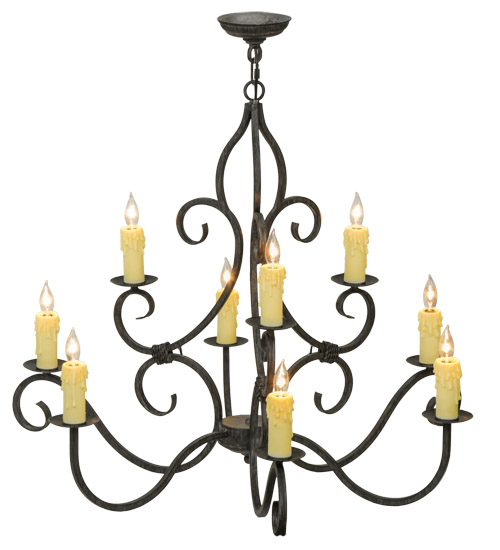  VICTORIAN SCROLL FEATURES CRAFTED OF STEEL FAUX CANDLE SLEVES CANDLE BULB ON TOP