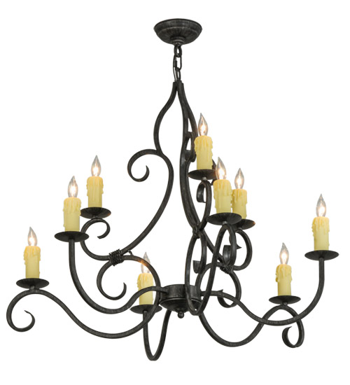  VICTORIAN SCROLL FEATURES CRAFTED OF STEEL FAUX CANDLE SLEVES CANDLE BULB ON TOP