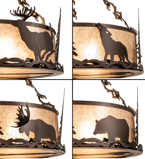  LODGE RUSTIC OR MOUNTIAN GREAT ROOM ANIMALS MICA DOWN LIGHTS SPOT LIGHT POINTING DOWN FOR FUNCTION