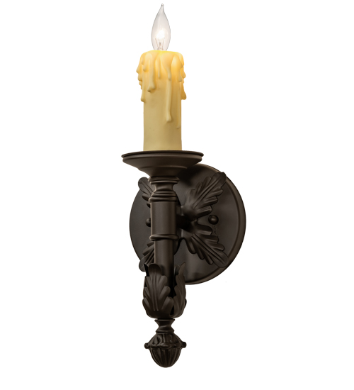  VICTORIAN FAUX CANDLE SLEVES CANDLE BULB ON TOP STAMPED/CAST METAL LEAF ROSETTE FLOWER ACCENT