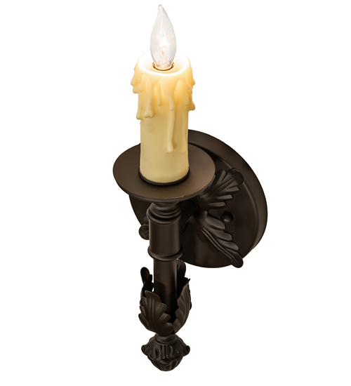  VICTORIAN FAUX CANDLE SLEVES CANDLE BULB ON TOP STAMPED/CAST METAL LEAF ROSETTE FLOWER ACCENT