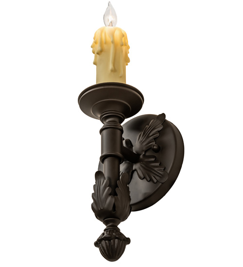  VICTORIAN FAUX CANDLE SLEVES CANDLE BULB ON TOP STAMPED/CAST METAL LEAF ROSETTE FLOWER ACCENT