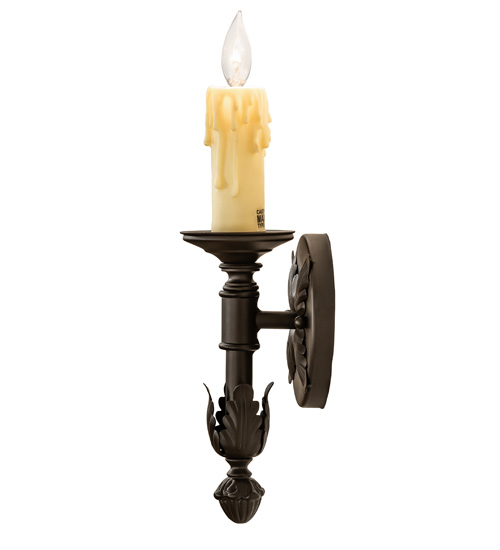  VICTORIAN FAUX CANDLE SLEVES CANDLE BULB ON TOP STAMPED/CAST METAL LEAF ROSETTE FLOWER ACCENT